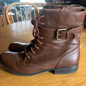 Brown Faux Leather Boots